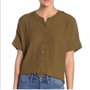 Madewell - Short Sleeve Button Taupe Top
